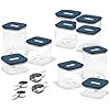 Caraway 26-Piece Ultimate Airtight Glass Food Storage Containers with Lids, Scoops, Measuring Cups and Organizers - Non-Toxic BPA-Free Stackable Space-Saving Containers for Pantry - Navy