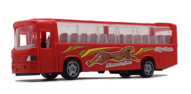 Neokiddo Toys Pull Back School Bus Limousine Toy for Kids & Toddlers (Boys & Girls) – Travel Bus with Openable Doors, Luggage Boot & Rubber Tires | Pull Along Vehicle Model Toy(Red)