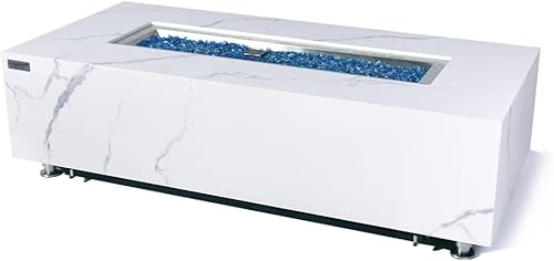 Miniatura 2 de Elementi Plus Carrara - Mesa para exteriores de 59.8 pulgadas, calentador de patio, fogatas de porcelana de mármol, encendido electrónico, cubierta