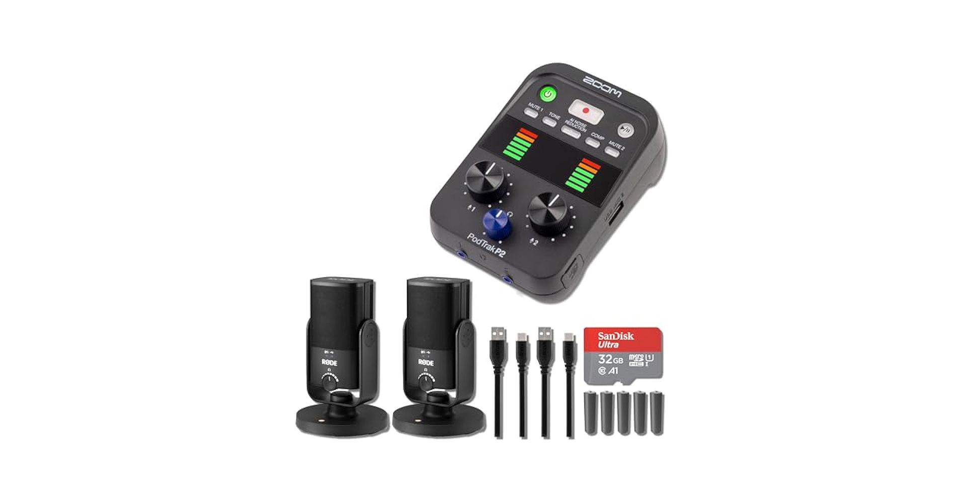 Zoom PodTrak P2 USBインターフェース ZOOM PodTrak P2 Podcasting Interface for USB Mics! Full