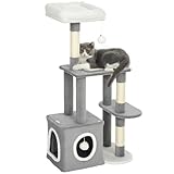 PawHut Kratzbaum 107 cm Katzenturm mit Höhle, 2 Plüschballen...