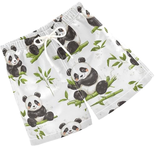 Pigsaly Boys' Swim Board Shorts Green Leaves Funny Pandas Boy's Swim Trunks Kids Swimwear 3T