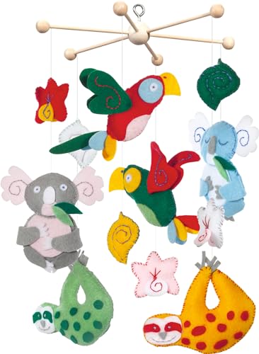 folia 22869 - Mobile Set Tierwelt zum Selbermachen, mit 14 Teilen, Anleitung und Schnittmusterbogen - Komplettset zur Erstellung eines Mobiles