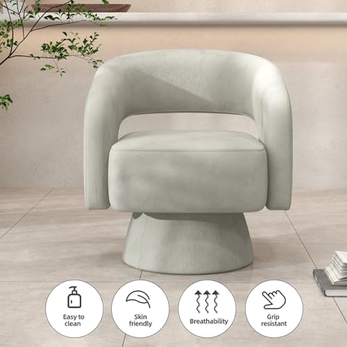 Sillón giratorio terciopelo gris cómodo moderno miniatura 5