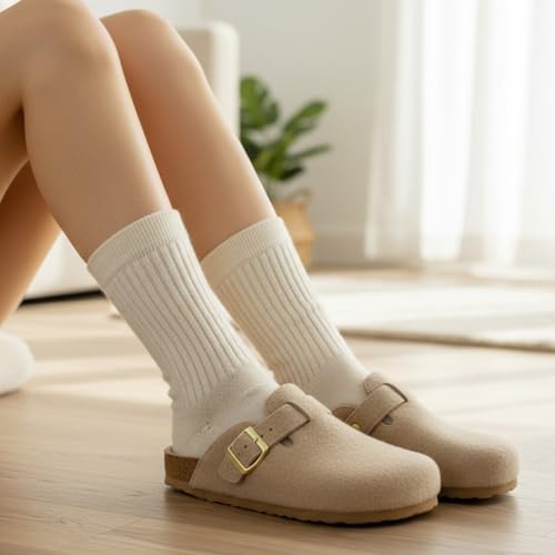Image of CUSHIONAIRE Hana Womens Clogs | Comfortable Vegan Suede Clogs for Women | Slip On Potato Shoes with Cork Footbed & Arch Support | Memory Foam, Wide Widths Available