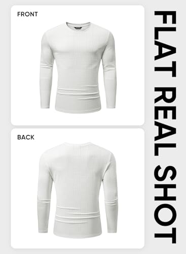 Image of JMIERR Mens T-Shirt Casual Stretch Solid Crewneck Short Sleeve Tees Textured Shirts