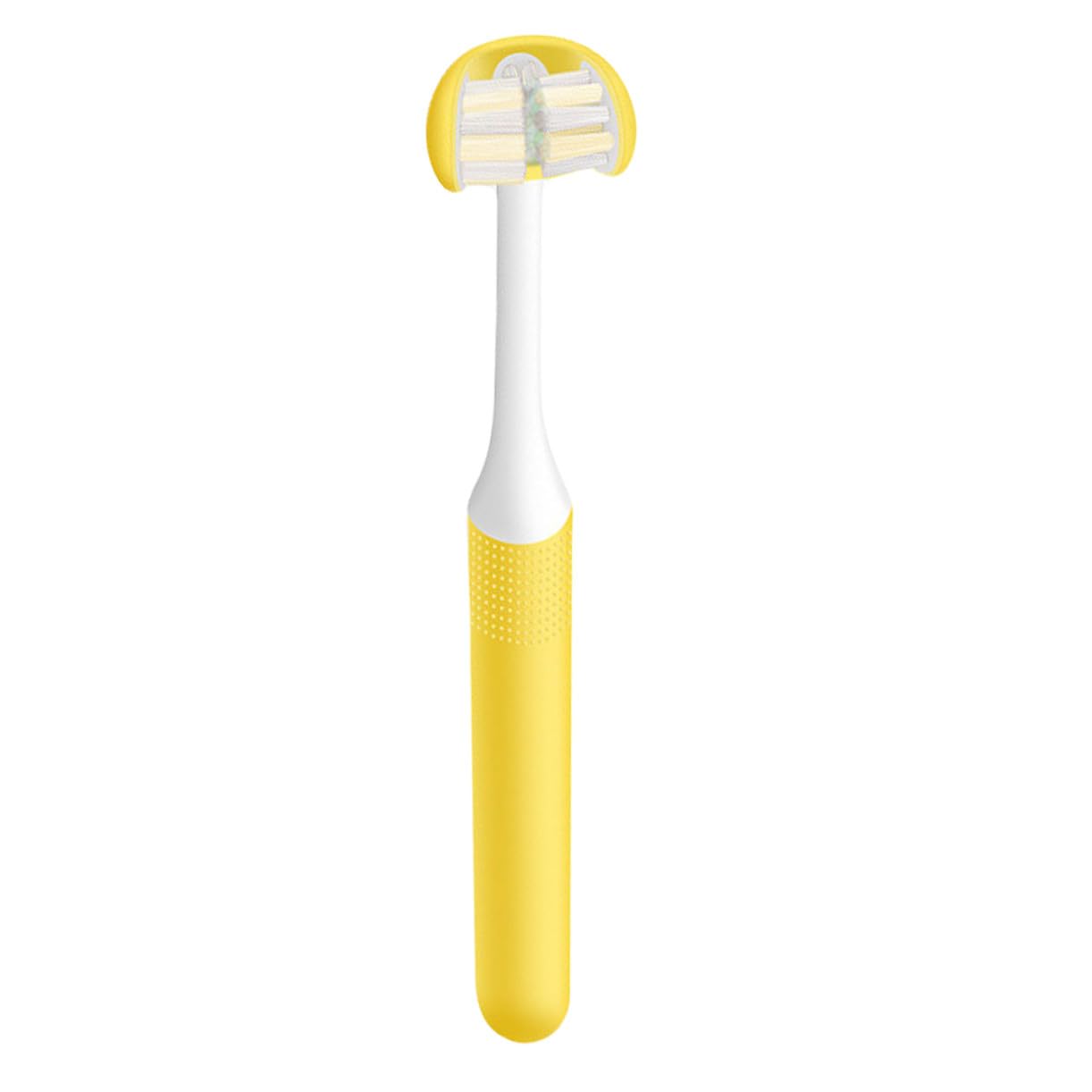 Veemoon Spazzolino Manuale per Adulti 3 Teste Avvolgenti in Pp per Pulizia Dentale e Cura Orale Colore Giallo