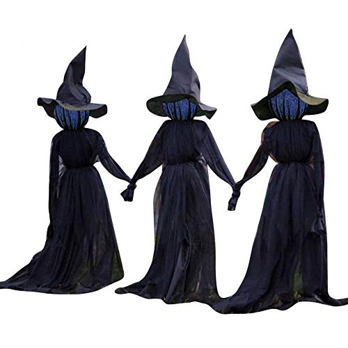 QUTAII Halloween Decoration,1.6m Black Light-up Witches Make A Terrible Noise Home Yard Halloween Festive Atmosphere Decorations Halloween Simulation Witch