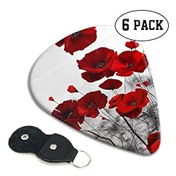 Ensemble de 6 médiators de guitare fleur de coquelicot rouge pour guitare acoustique, guitare électrique, basse, ukulélé… - Les Beatles, Paul McCartney, John Lennon, RIngo Starr, George Harrison Ensemble de 6 médiators de guitare fleur de coquelicot rouge pour guitare acoustique, guitare électrique, basse, ukulélé… – Image 2