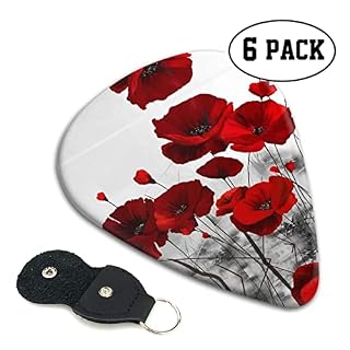 Ensemble de 6 médiators de guitare fleur de coquelicot rouge pour guitare acoustique, guitare électrique, basse, ukulélé… - Les Beatles, Paul McCartney, John Lennon, RIngo Starr, George Harrison Ensemble de 6 médiators de guitare fleur de coquelicot rouge pour guitare acoustique, guitare électrique, basse, ukulélé… – Image 2