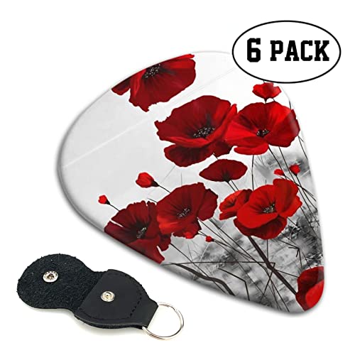 Ensemble de 6 médiators de guitare fleur de coquelicot rouge pour guitare acoustique, guitare électrique, basse, ukulélé… - Les Beatles, Paul McCartney, John Lennon, RIngo Starr, George Harrison Ensemble de 6 médiators de guitare fleur de coquelicot rouge pour guitare acoustique, guitare électrique, basse, ukulélé… – Image 3