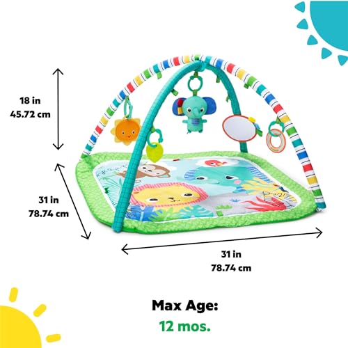 Bright Starts Wild Wiggles Baby Activity Gym & Play Mat with FoldingToy bar, Newborn and up - Green, 18.0" x 31.0" x 31.0" by Bright Starts - Image 6