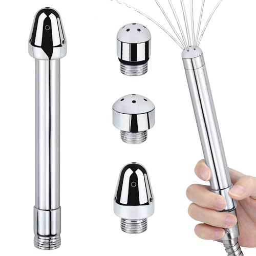 Aluminium 3 Shower Heads Water Nozzle Anal Douche Vaginal Cleaning Kit + Velvet Carry Bag