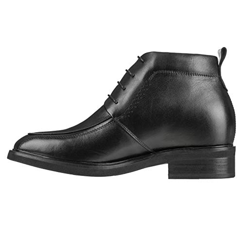 Image of Calden Men's Invisible Height Increasing Elevator Shoes - Black Leather Lace-up Dress Formal Ankle Boots - 3 Inches Taller - K28801 - Size 12 D(M) US