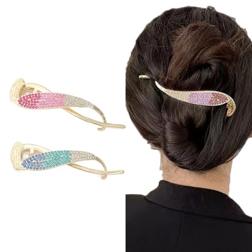 Pinzas para el pelo antideslizantes estilo francés con diamantes para fijación elegante de mujer