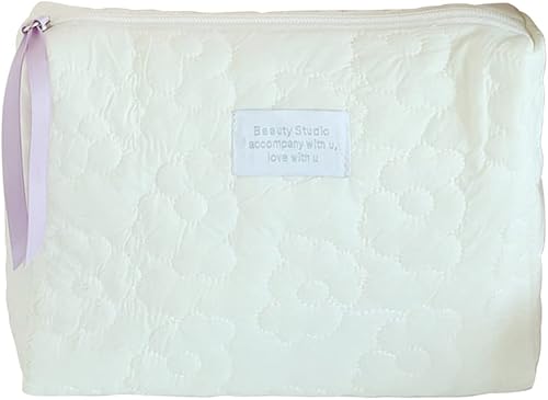 JQWSVE Kawaii Coquette - Bolsa de maquillaje bonita bolsa de cosméticos con diseño floral bolsa de maquillaje de viaje para mujeres y niñas 04-Blanco