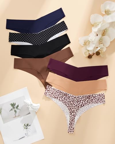 Image of DEANGELMON Seamless Thongs for Women No Show Thong Underwear Women Comfortable Multiple Pack