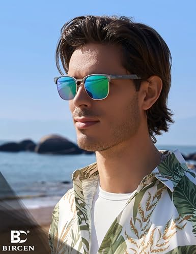 Image of BIRCEN Mens Polarized Sunglasses for Driving: Al-Mg Metal UV Protection Sun Glasses Square Shades for Fishing Travel 2026