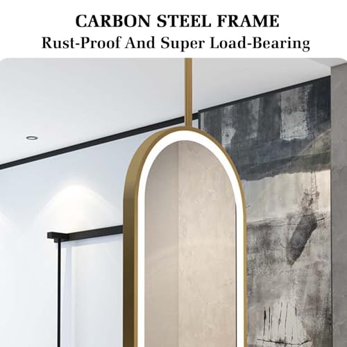 Miroir de salle de bain LED sans fixation murale miroir plafond noir