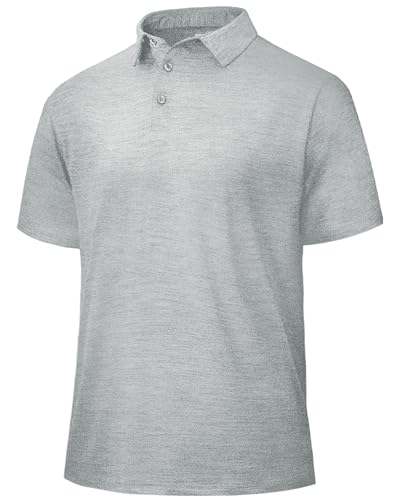 BOOJO Polo Shirts for Men - Quick Dry Moisture Wicking Black Short Sleeve Performance Golf T Shirts for Casual Work Athletic