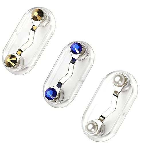 3 Pack Magnetic Eyeglass Holders Name Tag Badge Holder Sunglass Holder Id Badge For Men And Women (Stainless Steel, White Pearl + Mineral Gold + Dark Blue Diamond) #TOP30