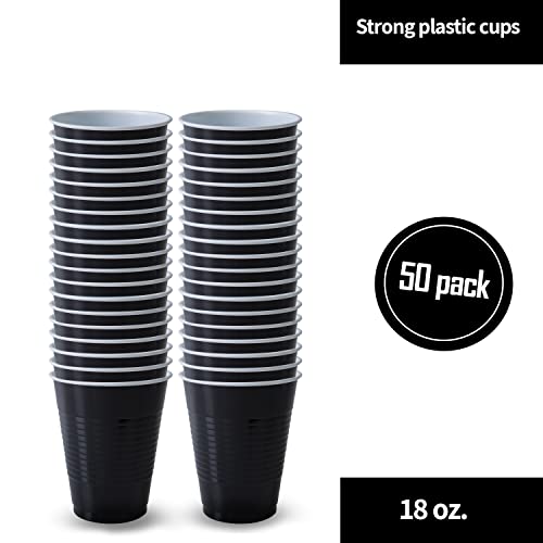 Hanna K. Signature Collection 50 Count Plastic Cup, 18-Ounce, Black #TOP3