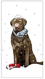 Winter Chocolate Labrador Lab Dog 100% Cotton Flour Sack Dish Tea Towel - Mary Lake Thompson 30