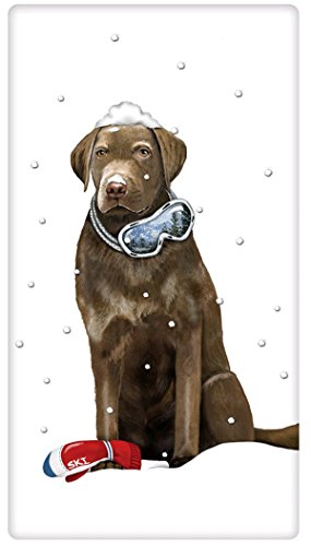 Winter Chocolate Labrador Lab Dog 100% Cotton Flour Sack Dish Tea Towel - Mary Lake Thompson 30
