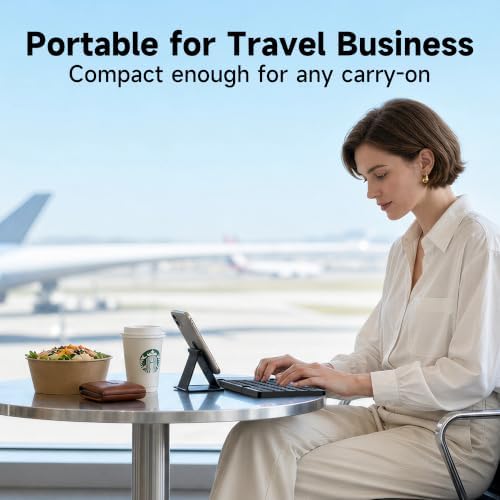 Arsandyn Folding Bluetooth Keyboard with Touchpad,Portable Ultra Slim Full Size Wireless Foldable Travel Keyboard, Compatible with iOS Android Windows,Black — view 8