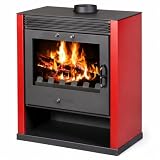 Rubin Wood Burning Stove 11,4 kW, Black Steel Fireplace, Top Flue Outlet