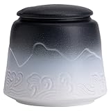 Teedose Keramik lose Tee-Vorratsdose Handgemachte kleine versiegelte Glas Chinesischer Teeservice Behälter Home Küche Lebensmittelaufbewahrungsglas Teekanne(A)