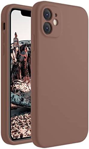 Cordking iPhone 11 Case, Silicone [Square Edges] & [Camera Protecion] Upgraded Phone Case with Soft Anti-Scratch Microfiber Lining, 6.1 inch, Light Brown