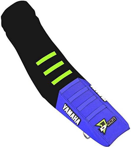 D'cor Visuals Star Replica Gripper Seat Cover - Yamaha (Black/Blue with Green/Blue Ribs) for 02-21 Yamaha YZ250