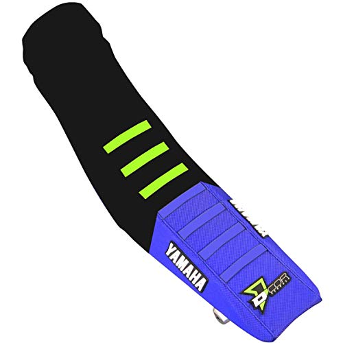 D'cor Visuals Star Replica Gripper Seat Cover - Yamaha (Black/Blue With Green/Blue Ribs) For 02-21 Yamaha Yz250 #TOP8