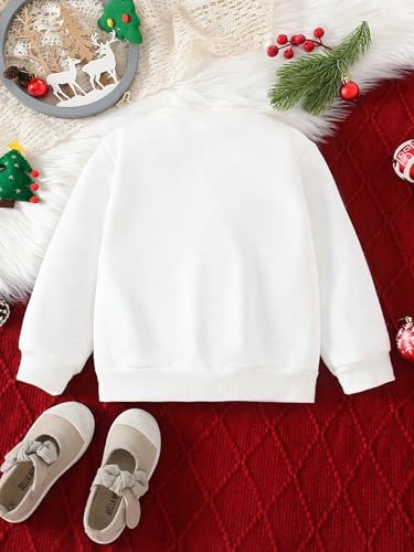 Young Girls Casual New Year Slogan Imitation Sequin Balloon Bow Pattern Printing Round Neck Thermal LinedWear2