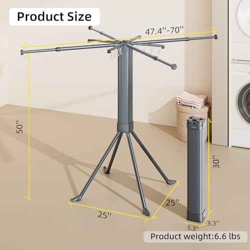 BIREN Clothes Drying Rack Foldable Extending Laundry Rack with 16 Clips Collapsible Clothing Rack Space-Saving Clothing Racks for Hanging Clothes, Indoor, Camping, Balcony, Outdoor - Image 5