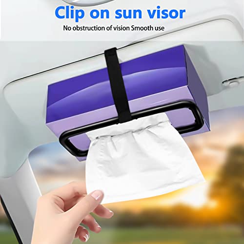 2Pcs Car Sun Visor Tissue Box Holder,Auto Accessories Paper Towel Napkin Box Cover,Seat Back Bracket Portable,Car Mount Organizer (Black) #TOP1
