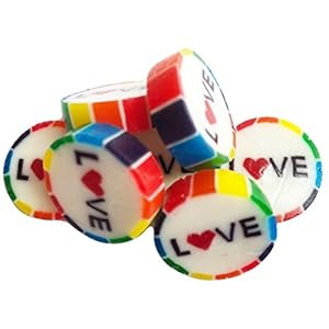 100 Rainbow Pride Sweets met LIEFDE in het midden in Watermeloen Smaak Rood Hart