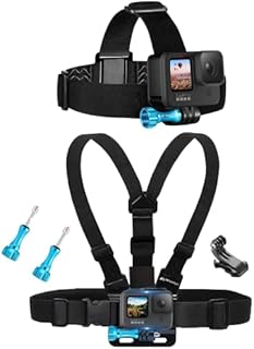 MiPremium Chest Harness Chesty Mount & Head Strap for GoPro Hero 10 9 8 Max Go Pro Hero 7 6 5 3 4 Session Black Silver Fusion DJI Osmo AKASO Accessories Kit for Action Cameras