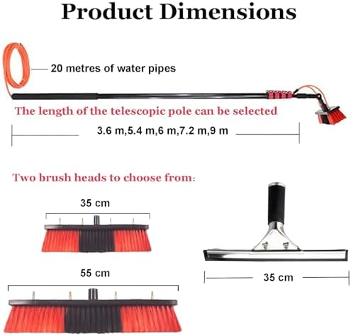 Solar Panel Cleaning Brush Kit - 6M Extendable Pole with Hose, Outdoor Window & Roof Cleaner Tool for RVs, Pools & Solar Panels, Efficient & Easy to Use