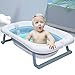 Wanienka dla niemowląt, składana wanna dla niemowląt z termometrem i poduszką do siedzenia, ergonomiczna wanna dla niemowląt, z bezpiecznym siedzeniem, tworzywo sztuczne, jasnoniebieska (83 x 53 x 21 cm)