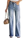 Sidefeel Women's Wide Legs Jeans High Waisted Straight Leg Denim Pants Sky Blue Size 6