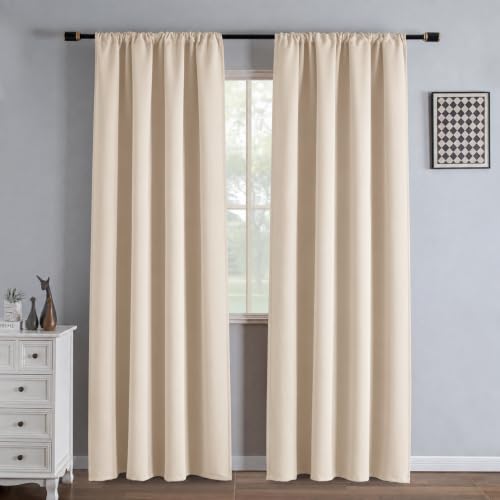 IGEMAEVE Blackout Curtains for Bedroom Beige 52" W x 84" L