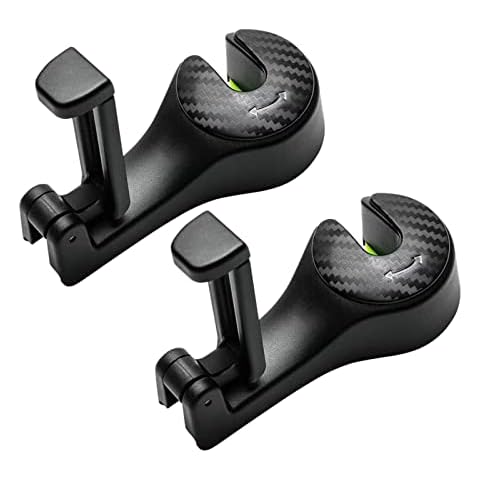 AIMEET Car Headrest Hook, 2 in 1 Car Seat Hooks with Mobile Phone Holder, Purse Holder for Car Fits Universal Vehicle, Car Seat Storage Organizer Hanger Holder Hook for Purses and Bags(2 Pack, Black) Cover