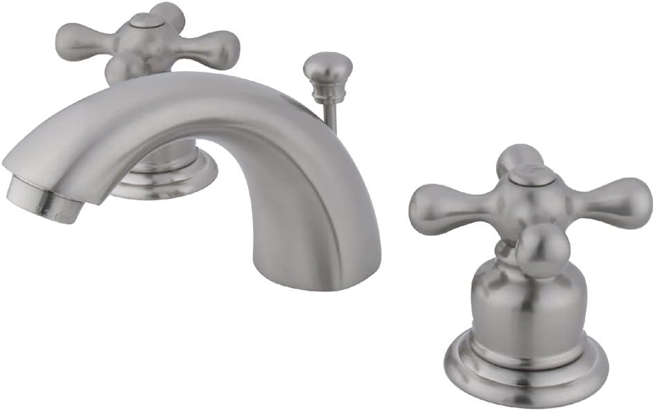 Kingston Brass KB941AX Victorian Mini Widespread Lavatory Faucet with Metal Cross Handle, Polished Chrome,4-Inch Adjustable Center