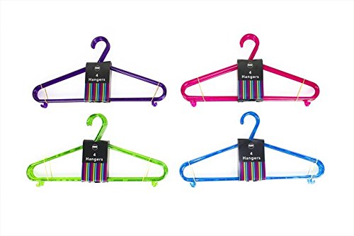 12 x Plastic Clothes Coat Hangers with Trouser Skirt Bar & Loop Hooks (Blue)