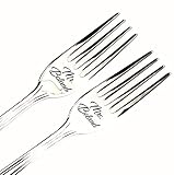 Personalized Reusable Silverware Sets for Bride and Groom, Engraved Mr and Mrs Forks for Wedding Cak