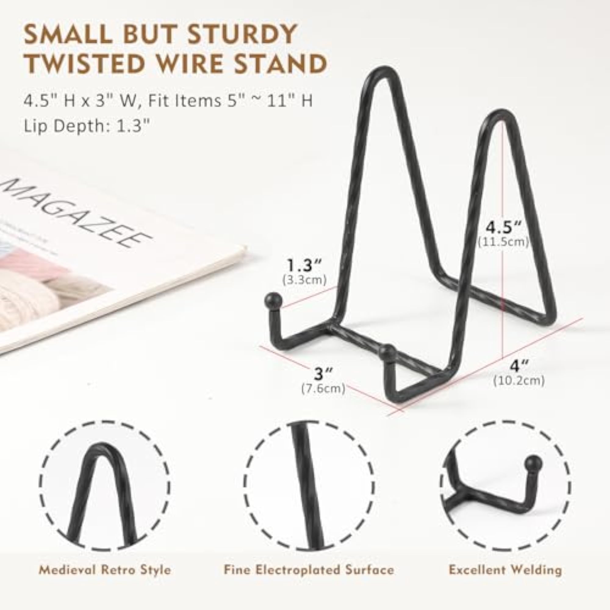 Plate Holder Easel Display Stand - 4.5 Inch Twisted Metal