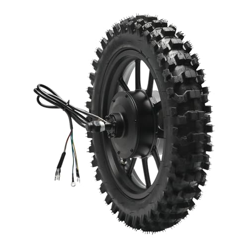 48V 1000W Rear Hub Motor Wheel 12 Inch 80/100-12 Tire Brushless Gearless Bike Motor Assembly for Scooter Wheelchair Pit Dirt Bike Mini Motorcycle MTB ATV Off-Road Mountain Bike