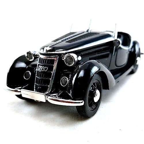 Image of DEOXY 1:32 Scale Audi Vintage Car Die-Cast Metal Pullback Car Toy with Friction Powered, Lights, and Sounds for Kids Boys and Girls Children (Black)